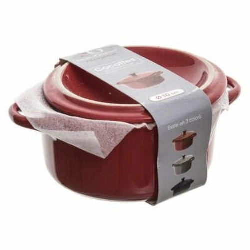 Ceramiczna kokilka do zapiekania 10 cm czerwona z pokrywką i uchwytami 5five simply smart