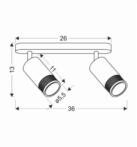 Lampa sufitowa Flin listwa czarny 2x15W GU10 klosz czarny+złoty