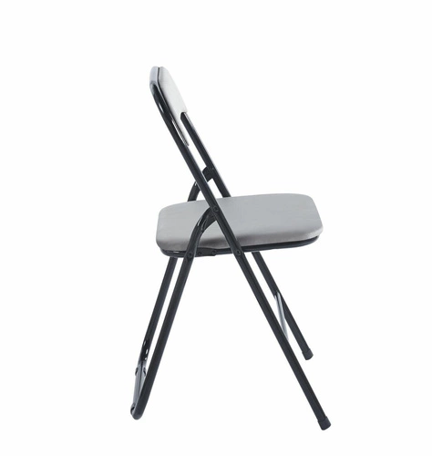 Krzesło składane tapicerowane welur szare Amun Velvet Intesi do kuchni na metalowych nogach