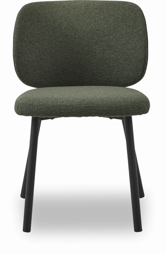 Krzesło tapicerowane boucle zielone do jadalni i salonu Naws nowoczesne na czarnych nogach