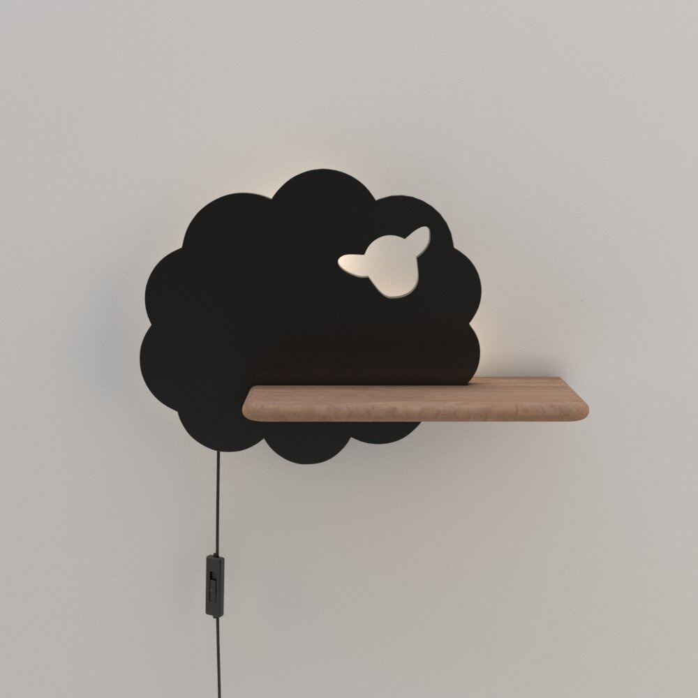 Kinkiet Sheep lampa 5W LED 4000K iq kids z przewodem czarny