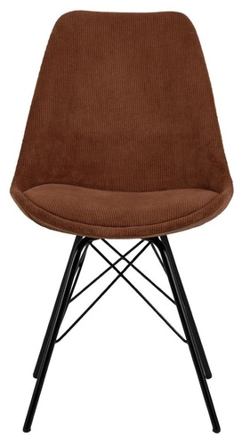 Krzesło do jadalni tapicerowane Eris Sztruks brązowe na czarnych nogach nowoczesne Actona