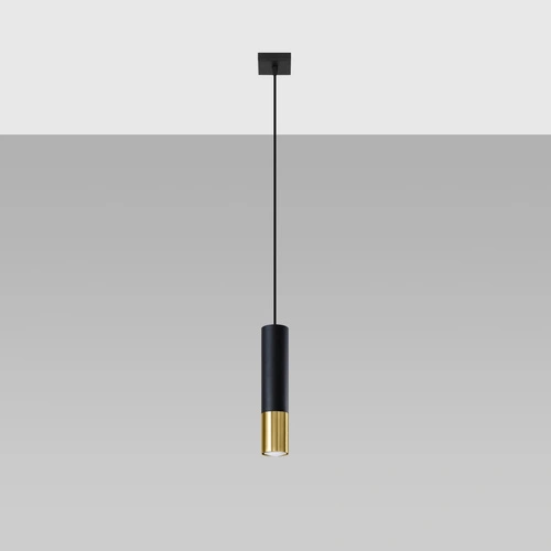 Lampa wisząca Loopez czarna złota nowoczesna tuba do salonu kuchni jadalni nad wyspę