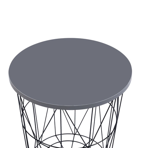Stolik kawowy Salvatore okrągły szary nowoczesny loftowy z czarną stalą do salonu 42 cm