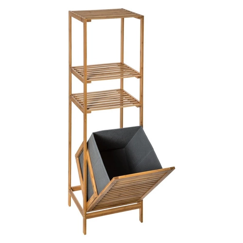 5five simply smart Regał łazienkowy bambusowy z koszem na pranie boho skandynawski 118 cm