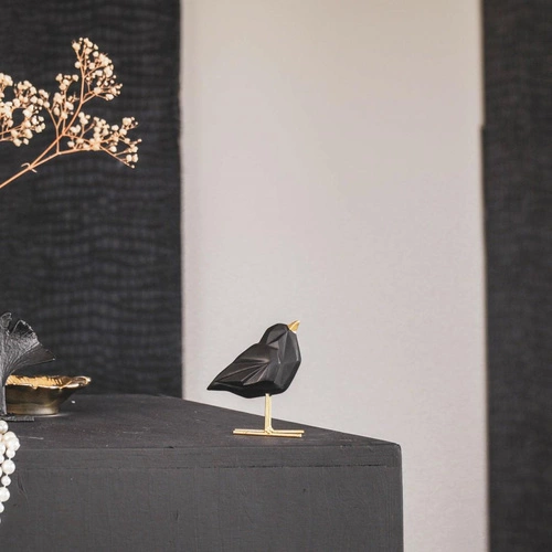 Figurka dekoracyjna Love Bird czarna nowoczesna na komodę do salonu lub sypialni HV Decor