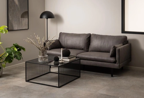 Stolik kawowy Strington 80x80 czarny szklany loftowy do salonu