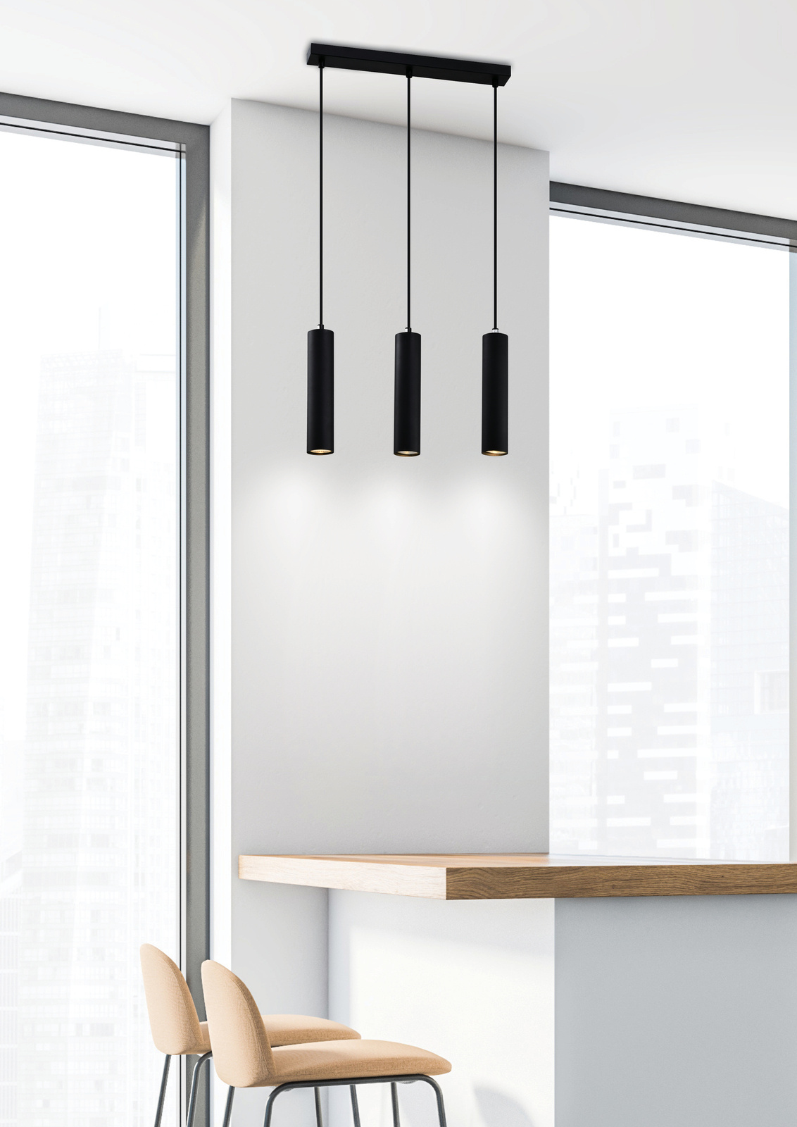 Lampa wisząca Tubo czarny 3x25W GU10 klosz 25cm czarny