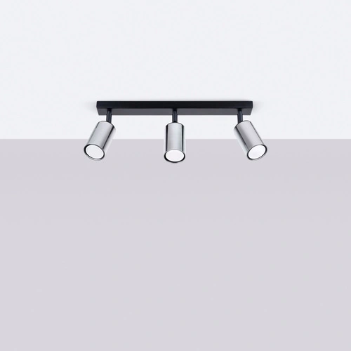 Plafon sufitowy WINX 3 czarny chrom nowoczesny stalowy do salonu i sypialni SOLLUX