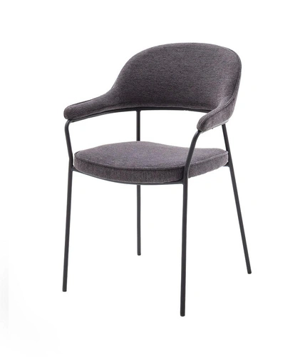 Krzesło Kindersley do jadalni tapicerowane z podłokietnikami szare