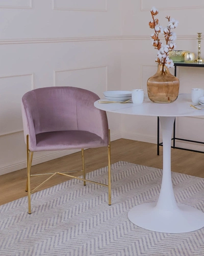 Fotel Nelson różowy/złota podstawa glamour