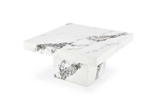 Liton nowoczesny stolik kawowy kwadratowy biały marmur glamour do salonu 80x80 cm