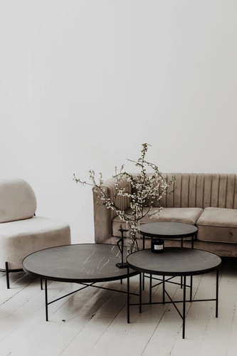 Stolik kawowy okrągły Tre 900 czarny nowoczesny metalowy do salonu NORDIFRA 90 cm