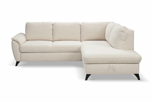 Narożnik z funkcją spania Nevada beżowy prawy nowoczesny do salonu z pojemnikiem