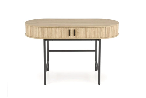 Biurko Bahli skandynawskie do pracy 120 cm nowoczesne naturalne z czarnymi nogami Intesi