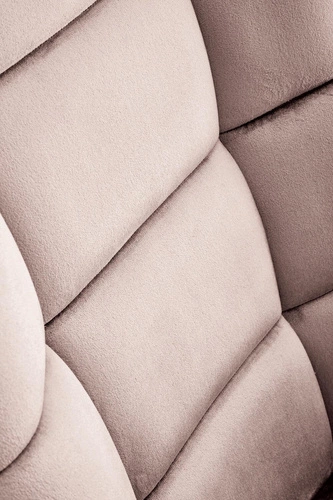 Fotel bujany Topar welurowy beżowy do salonu nowoczesny skandynawski z metalowymi biegunami