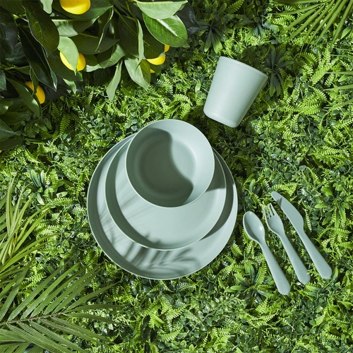 Intesi nowoczesny zestaw sztućców piknikowych z tworzywa na 4 osoby, 12 elementów, można myć w zmywarce