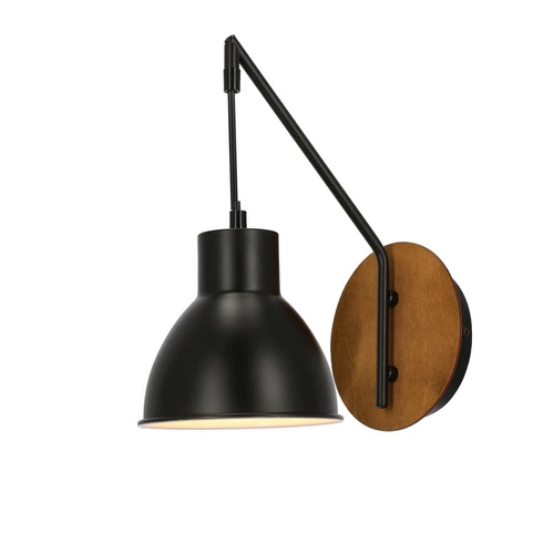 Kinkiet ścienny Vario czarny metalowo-drewniany nowoczesny do salonu i sypialni 32 cm
