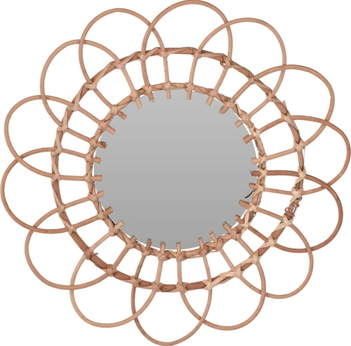 Lustro okrągłe boho z wikliny Flower Shape 49 cm wiszące do przedpokoju Intesi