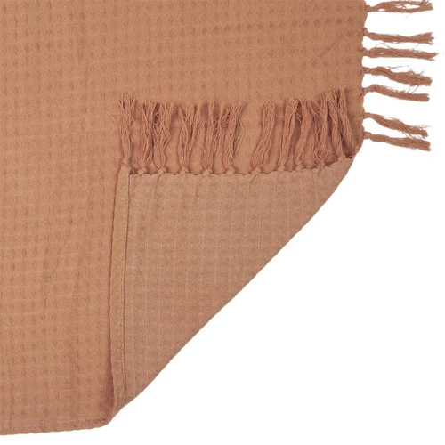 Koc bawełniany Waffle Intesi ochra 150x200 cm ciepły pled na kanapę lub łóżko