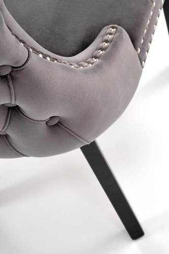 Krzesło Iridionne Velvet szare tapicerowane welurowe do jadalni i salonu na drewnianych nogach