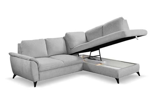 Narożnik z funkcją spania Nevada szary prawostronny do salonu z pojemnikiem Intesi