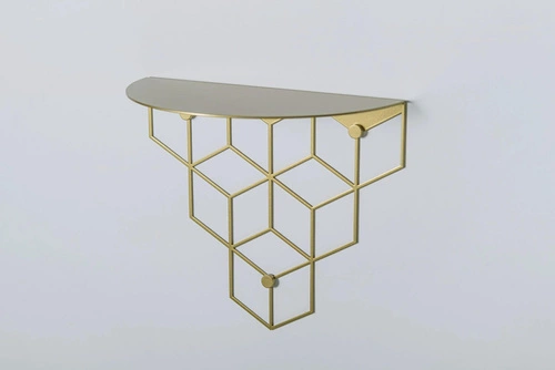 Półka ścienna metalowa złota Stiga PS Gold POLYHEDRA do salonu i kuchni styl glamour 28 cm