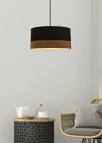 Lampa wisząca Porto czarny 1x60W E27  abażur czarny+brązowy