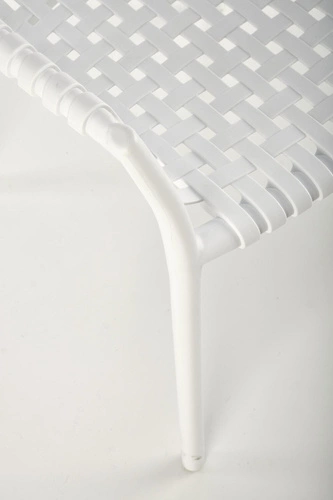Krzesło Nathan białe Intesi nowoczesne do jadalni i ogrodu z podłokietnikami, łatwe czyszczenie