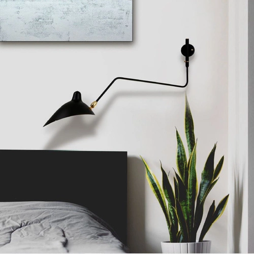 Kinkiet ścienny CRANE-1W czarny 99 cm nowoczesny metalowy regulowany do salonu