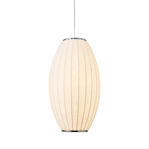 Lampa wisząca SILK BARREL biała 50 cm nowoczesna regulowana do salonu i jadalni