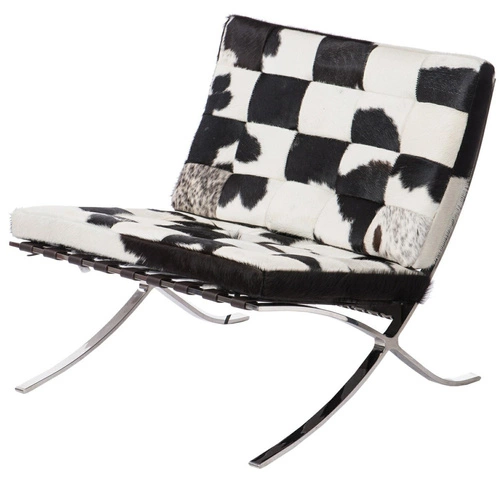 Fotel wypoczynkowy BA1 skóra naturalna z podnóżkiem inspirowany Barcelona do salonu