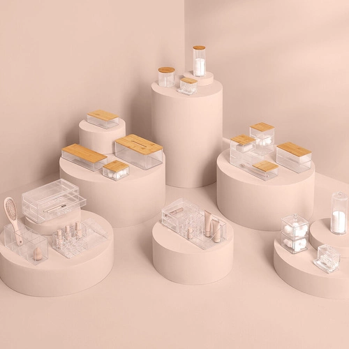 Organizer na kosmetyki do łazienki Selena transparentny z szufladkami 5five simply smart 30,6 cm