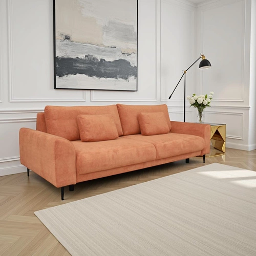 Sofa rozkładana Ferrero 3 osobowa z funkcją spania do salonu nowoczesna terrakotta