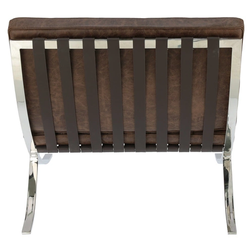 Fotel wypoczynkowy BA1 inspirowany Barcelona skórzany brązowy do salonu nowoczesny retro