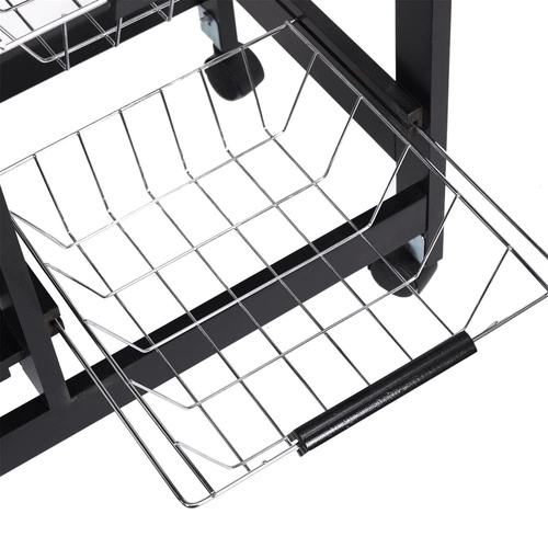 Intesi Troy metalowy wózek barowy na kółkach do kuchni i salonu, nowoczesny, czarny, dwupoziomowy