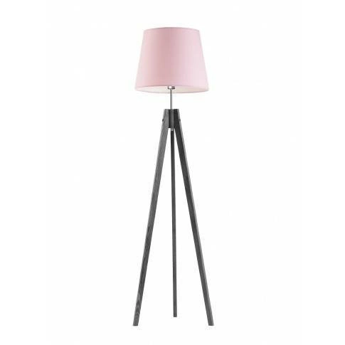 Lampa stojąca do salonu Aruba trójnóg drewniana z abażurem jasny różowy glamour Lysne