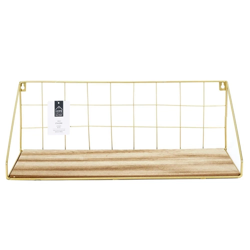 Canard nowoczesna półka ścienna złota na książki i dekoracje do salonu Intesi 45 cm