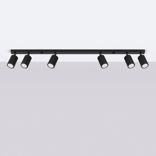 Plafon sufitowy KARBON 6L czarny nowoczesny regulowany do salonu i sypialni aluminium