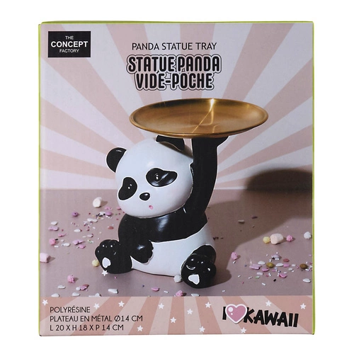 Figurka dekoracyjna Panda Intesi organizer ze złotą tacą do salonu i przedpokoju