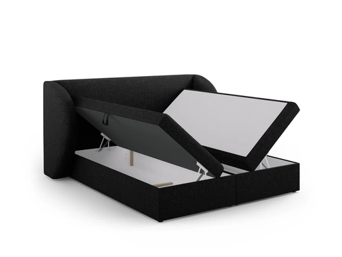 Łóżko tapicerowane Miley czarne 180x200 z pojemnikiem nowoczesne do sypialni