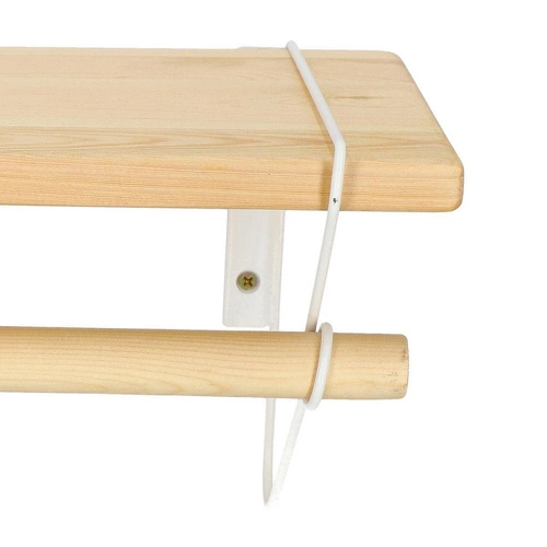 Półka ścienna Bish biała drewniana z drążkiem do przedpokoju skandynawska Intesi 60 cm