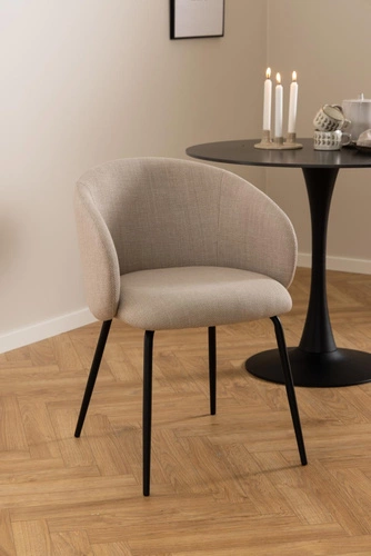 Krzesło Lirra Beige Black – nowoczesne beżowe krzesło tapicerowane na czarnych nogach