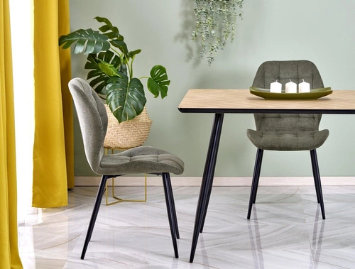 Stół do jadalni Kiefer 120x80 cm nowoczesny loftowy naturalny blat czarne nogi Intesi