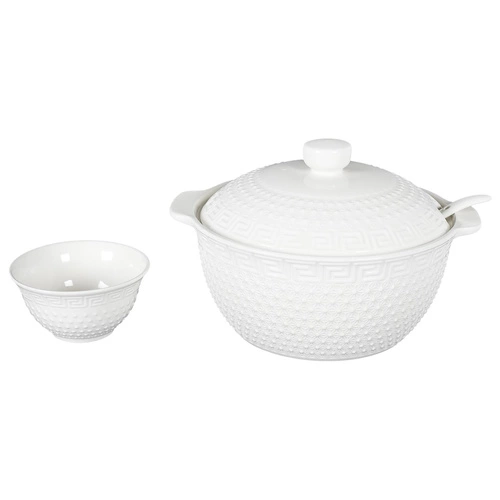 Ceramiczny zestaw do zup Intesi biały nowoczesny komplet obiadowy dla 6 osób do kuchni