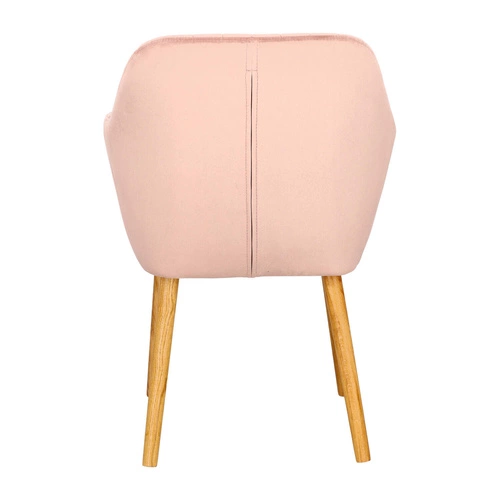 Krzesło do jadalni Emilia Actona welurowe różowe z podłokietnikami skandynawskie glamour