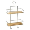 Półka łazienkowa pod prysznic Venterra 2-poziomowa bambusowa metalowa boho z haczykami 5five