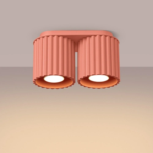 Plafon sufitowy nowoczesny AURA 2 różowy okrągły do salonu i kuchni aluminium