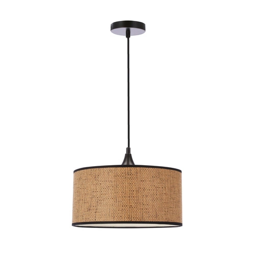 Lampa wisząca Anaka czarny 1x40W E27  abażur plecionka beżowo-brązowa