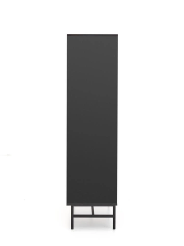 Komoda wysoka Nihala dąb artisan czarna loftowa z frezowanymi frontami do salonu 100 cm